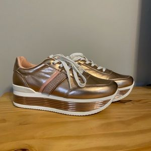 Rose Gold Metallic Platform Sneakers
